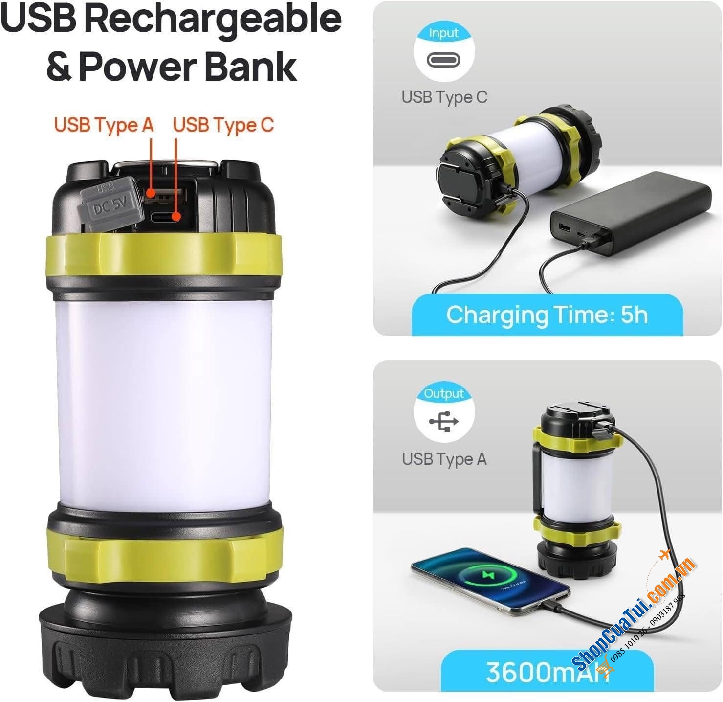 Đèn tích điện đa năng Consciot LED Camping Lantern.
