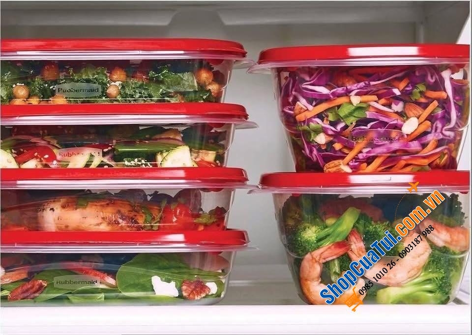 Hộp đựng thực phẩm Rubbermaid TakeAlongs 40 món (20 Hộp) màu đỏ Ruby - Made in USA