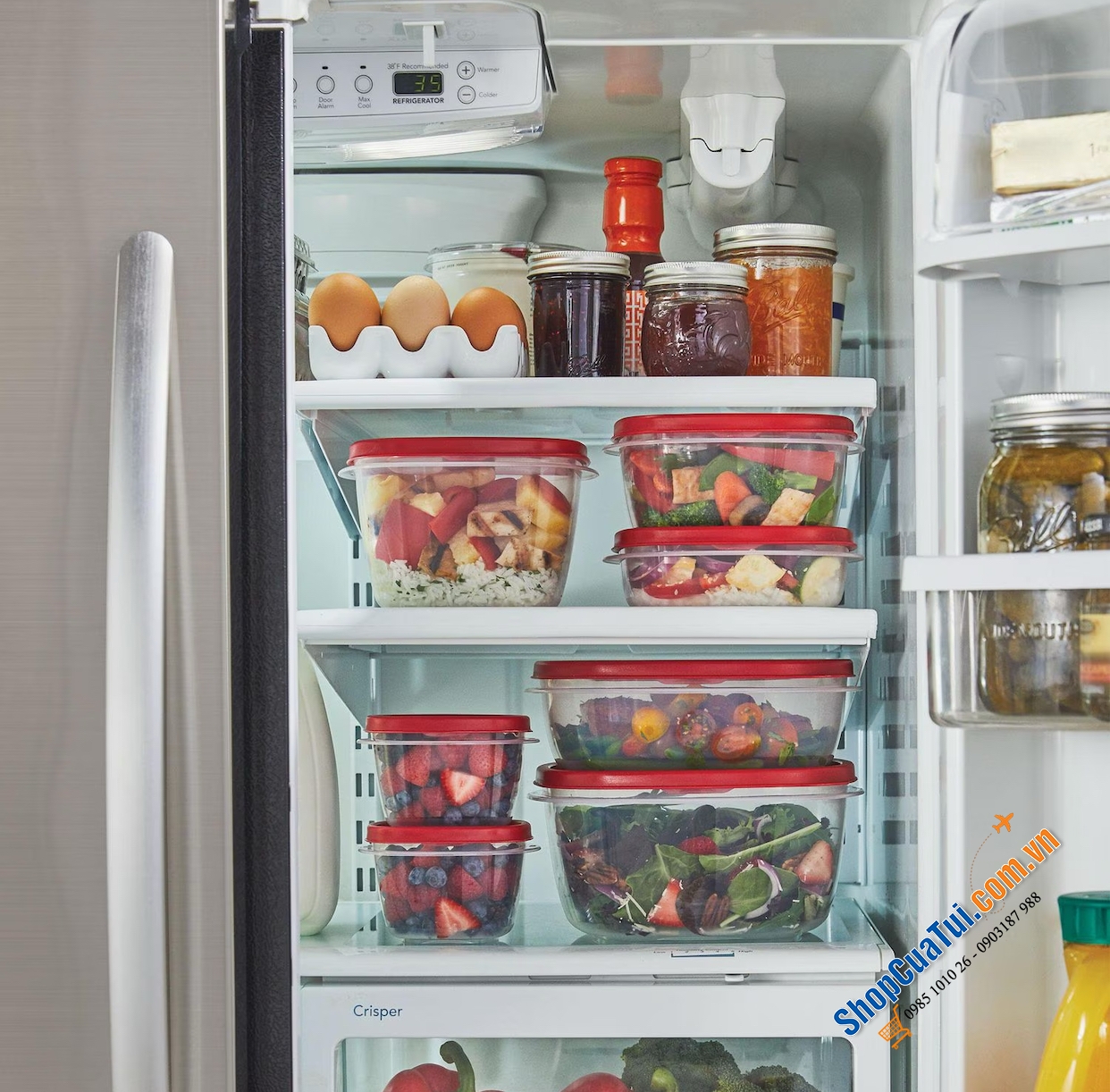 Hộp đựng thực phẩm Rubbermaid TakeAlongs 40 món (20 Hộp) màu đỏ Ruby - Made in USA