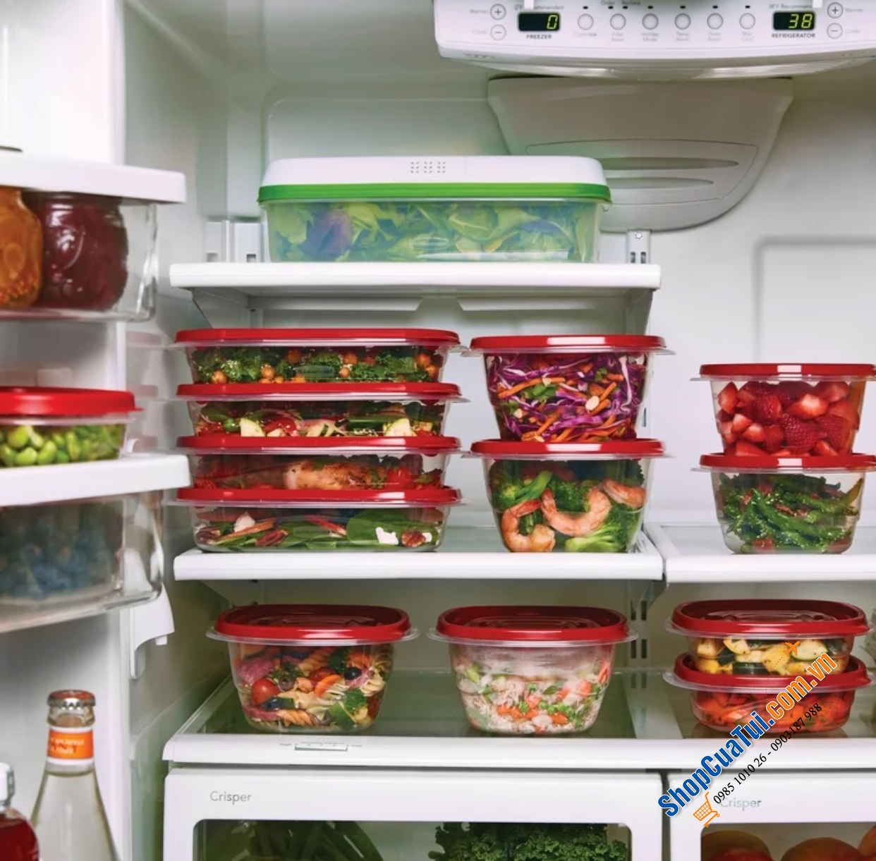 Hộp đựng thực phẩm Rubbermaid TakeAlongs 40 món (20 Hộp) màu đỏ Ruby - Made in USA
