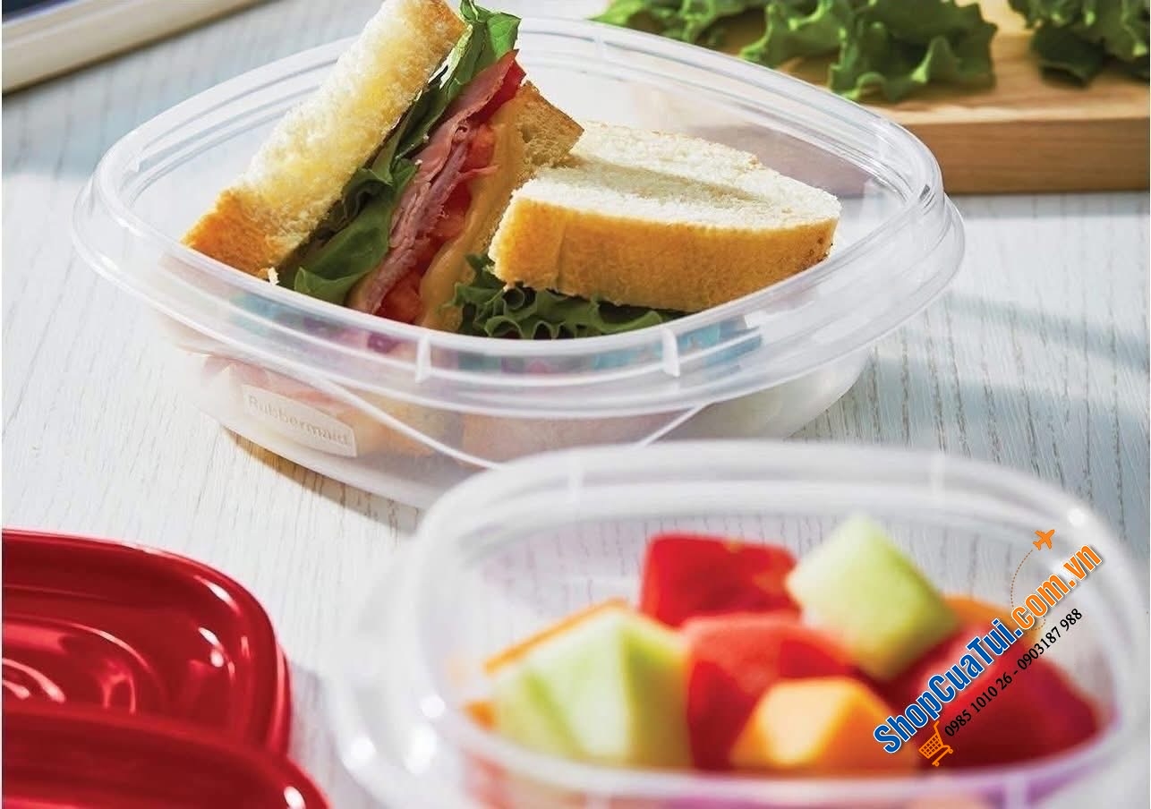 Hộp đựng thực phẩm Rubbermaid TakeAlongs 40 món (20 Hộp) màu đỏ Ruby - Made in USA