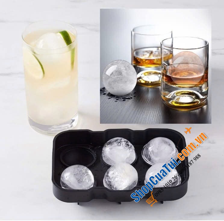 Sét 2 khay làm đá viên tròn cỡ lớn Generic.