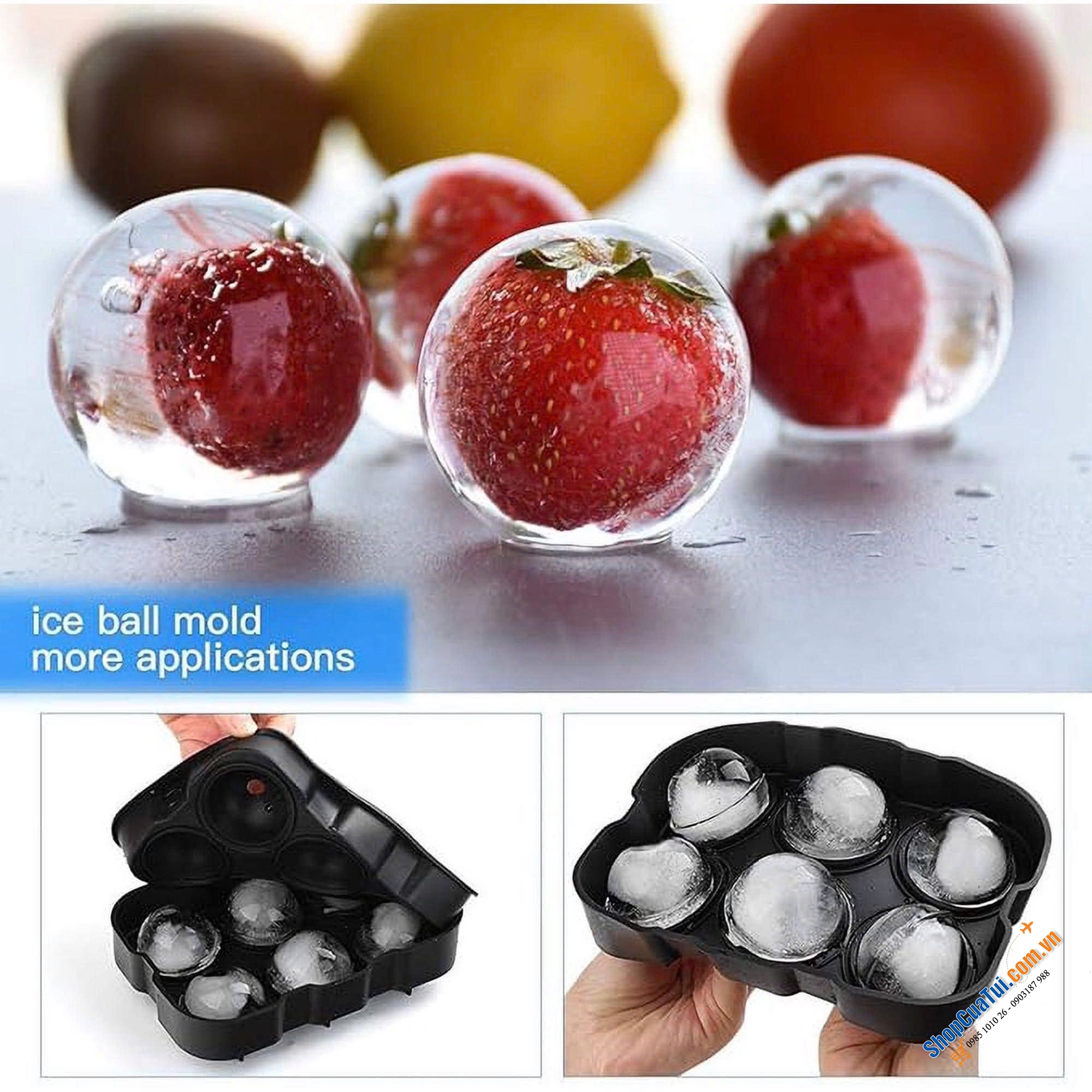 Sét 2 khay làm đá viên tròn cỡ lớn Generic.