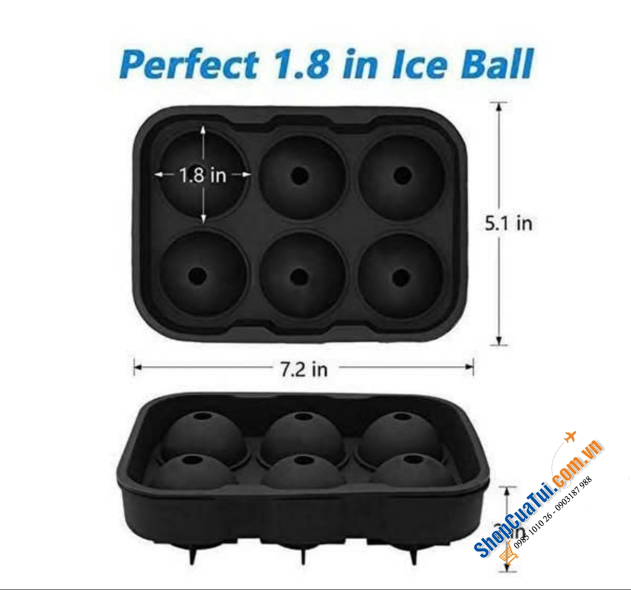 Sét 2 khay làm đá viên tròn cỡ lớn Generic.